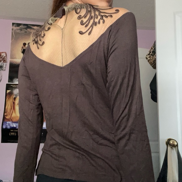vintage brown and green mesh long sleeve🤎 - Picture 3 of 4